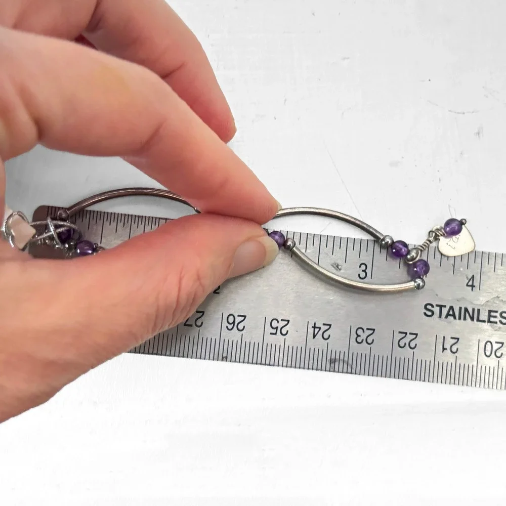 Made As Intended Amethyst Sterling Silver I Am Intention Bracelet Purple Stretch